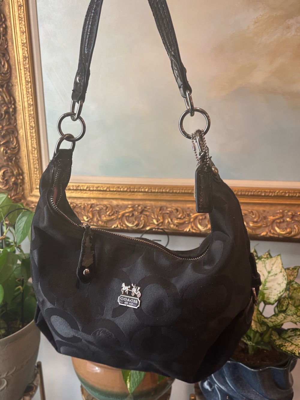 Vintage COACH  Madison Op Art Sateen Shoulder Bag